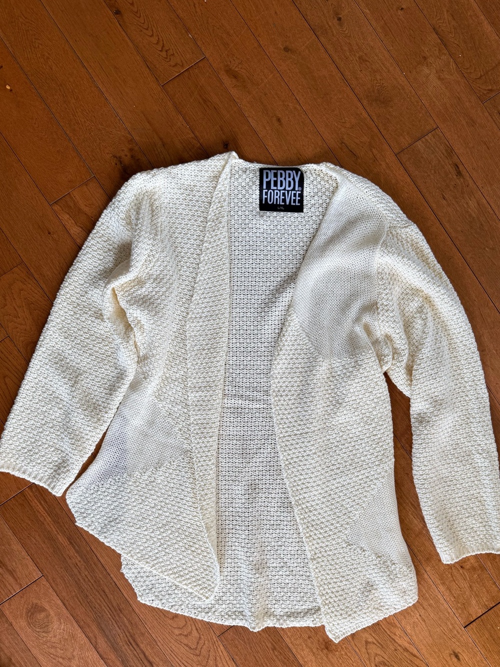 Pebby Forevee Cream Open-Front Knit Cardigan